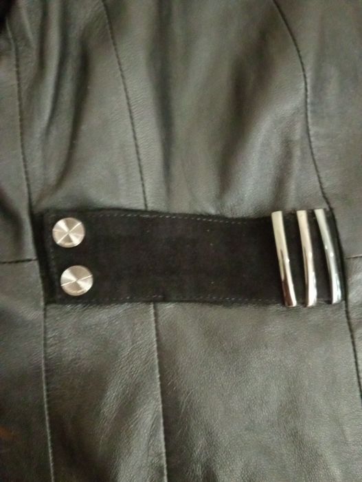 Плащ кожаный комбинированный