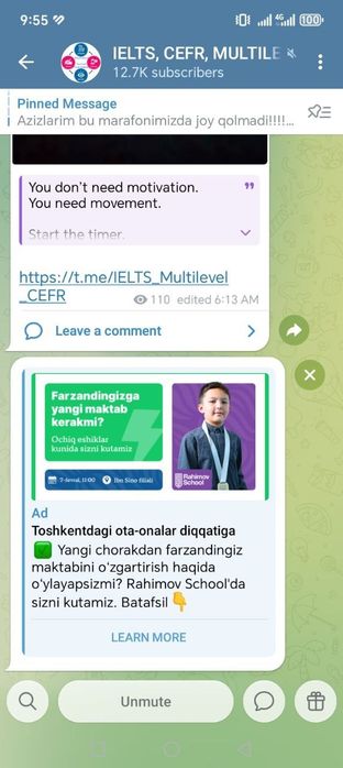 Telegramda target yoqaman (Telegram Ads)