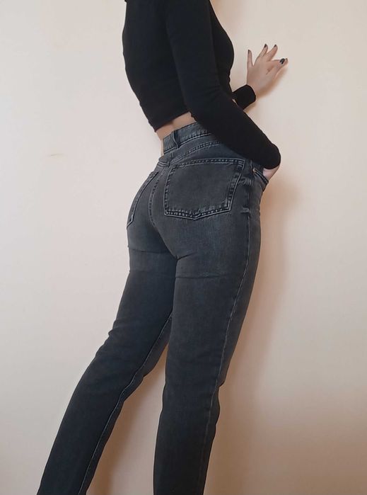 Jeans Bershka mom gri
