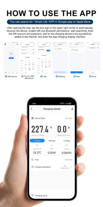 22KW 32A 3-фазна зарядна станция за електрически автомобили тип 2 WiFi