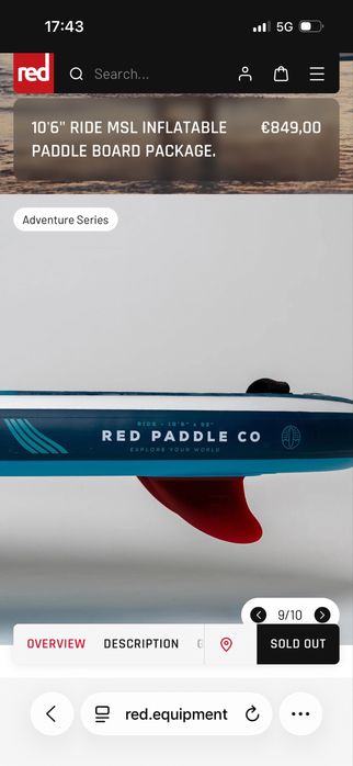 Paddle board SUP Red paddle co RIDE allround 10,6”