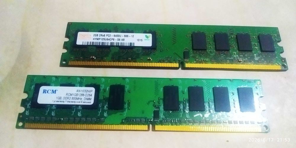 DDR2 2gb 1gb 800mhz alo holatda