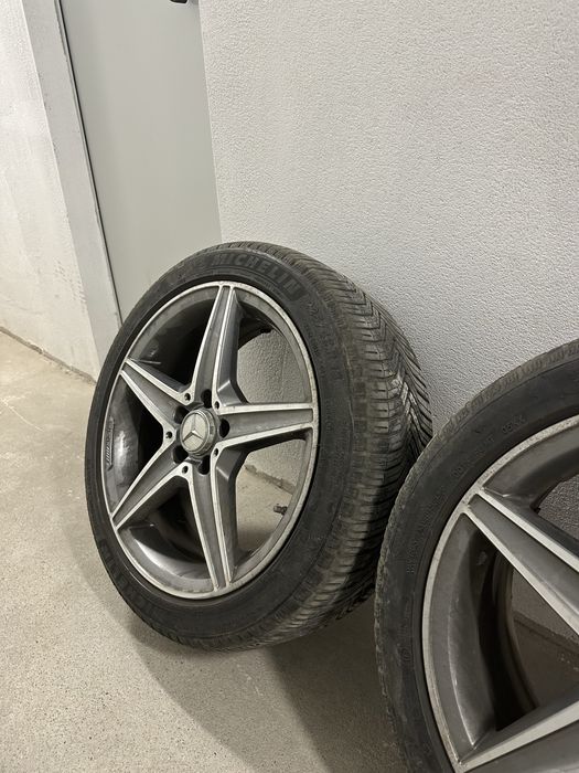 Roti/jante Mercedes OEM R18 W205 C E CLA cu anvelope Michelin m+s iarna/vara