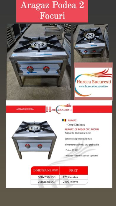 ARAGAZ Inox de PODEA 2 Foc 3Foc / ARAGAZ PODEA 60x70x50h / 70x80x50h /