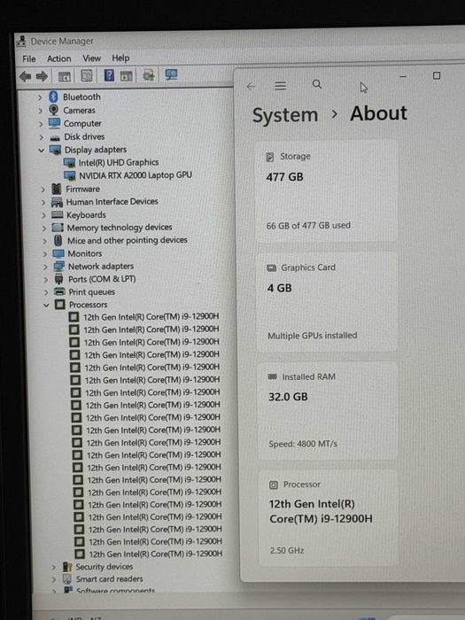 Lenovo p15v Gen 3`i9-12900H/RTX A2000/32GB DDR5/512GB SSD/Гаранция