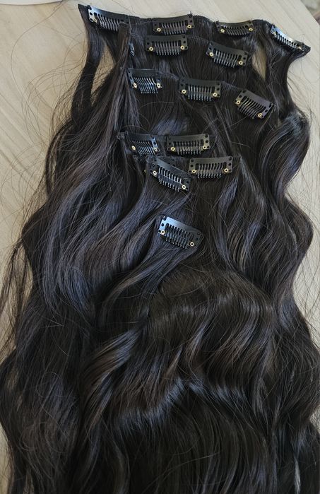 Нова изкуствена коса 200гр. 75см.дълга Тъмно кестенява