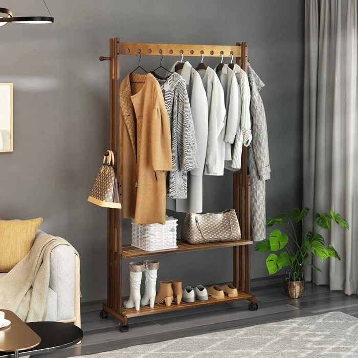 ПРОМОЦИЯ Бамбукова закачалка за дрехи на колелца – UNHO JJ-ZY791