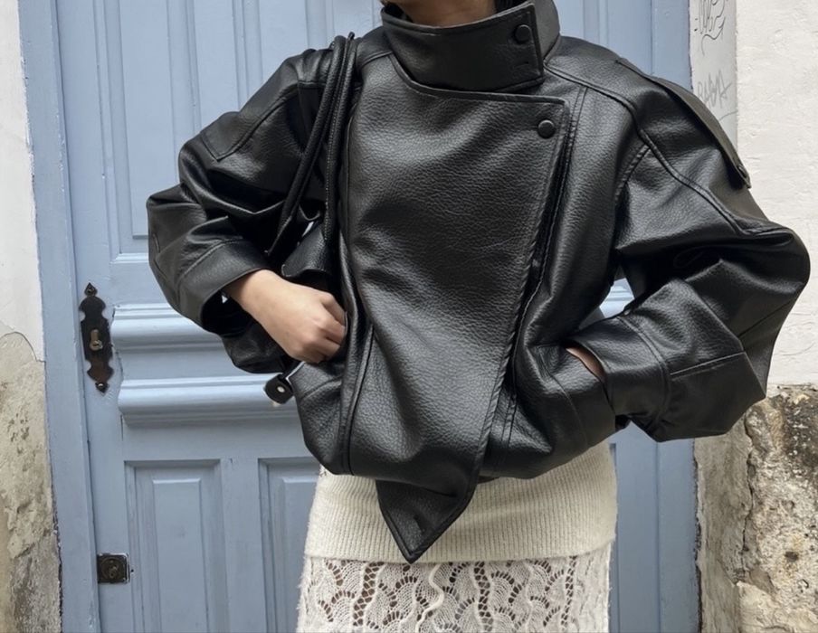 Кожено oversize яке