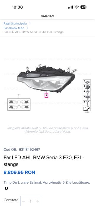 Far stanga BMW F30/31 LCI Adaptive Led