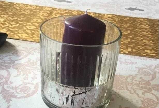 lambert vas decor suport lumanare anti vant din sticla argintata retro