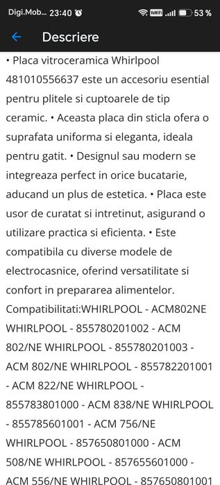 Plita whirlpool cu inducție, impecabila.