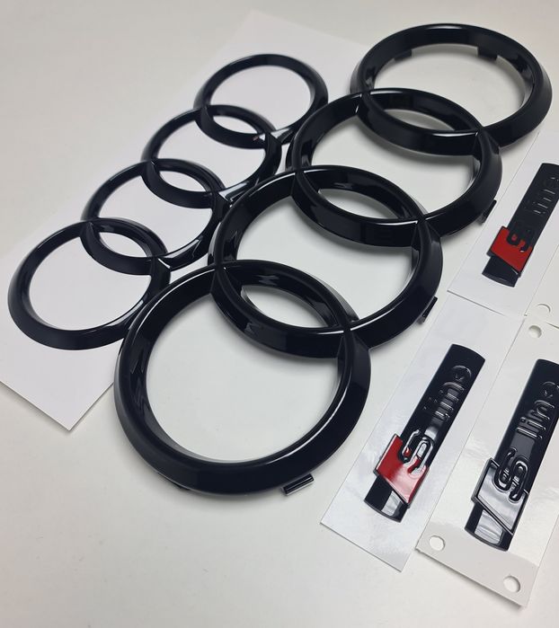 Emblema-Logo-Sigla-Cercuri-Inele-Audi-Negre-Black-Sline-Quattro-A4-5-6