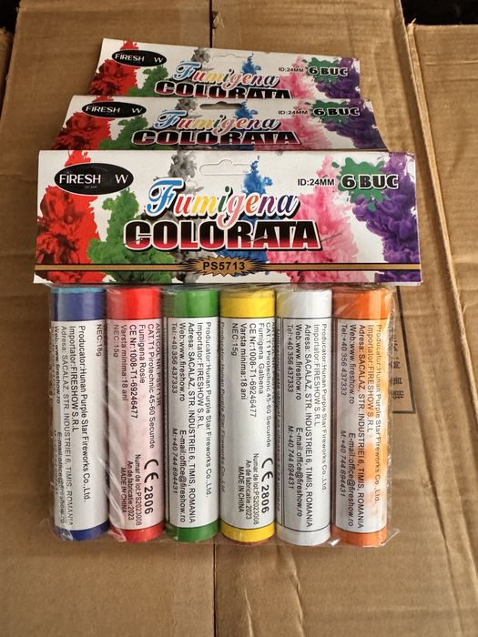 Fumigene colorate 6 buc/set vulcani de interior jerbe tort sistem decl