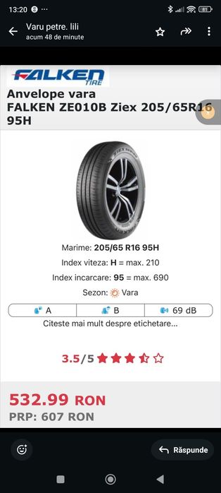 Anvelope vara Falken 205/65 R16  Dot 2025 Noi