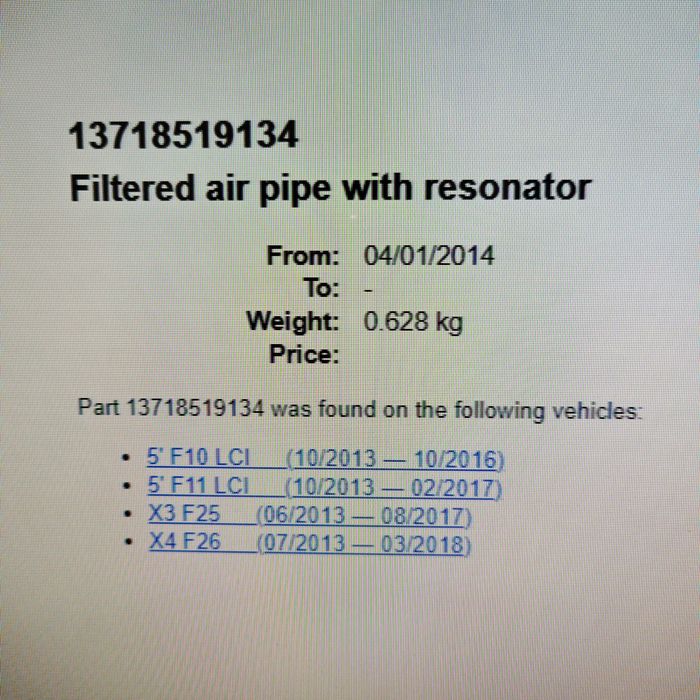 Tubulatura turbina bmw f10 f11 x3 f25 x4f26 b47