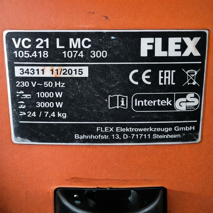 Индустриална прахосмукачка FLEX VC 21 L MC / 1250 W , 20 l