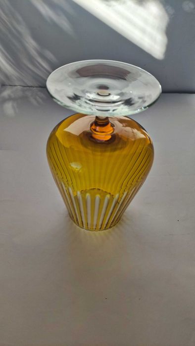 Голяма чаша/бонбониера от двуцветен кристал