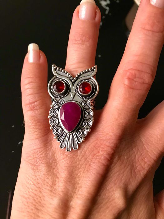 Inel Argint 925 cu Pietre Semipretioase Granat si Rubin