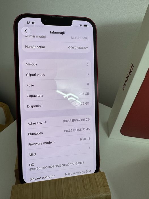 iPhone 13 Red, 128Gb, Bat 86%, Impecabil