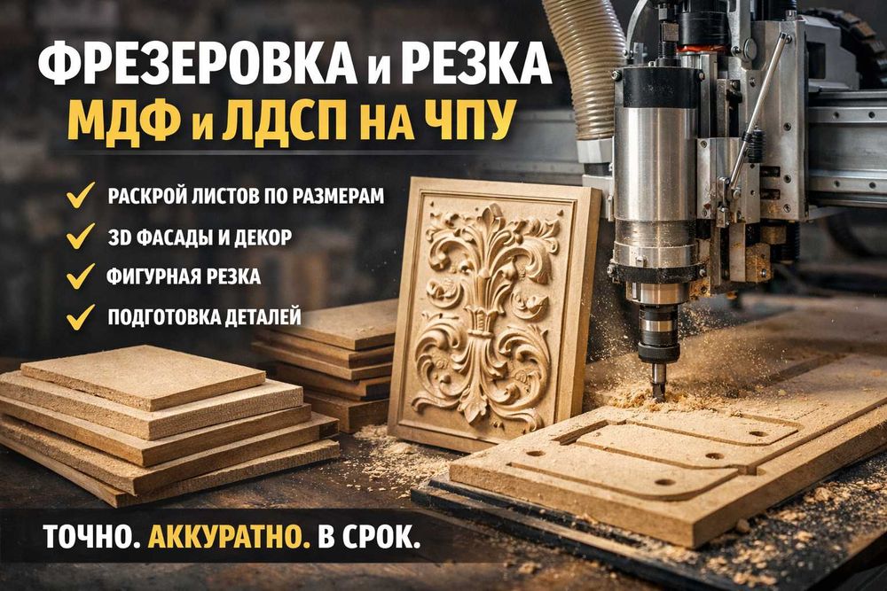 ЧПУ фрезеровка МДФ и ЛДСП | Раскрой, фасады, фигурная резка
