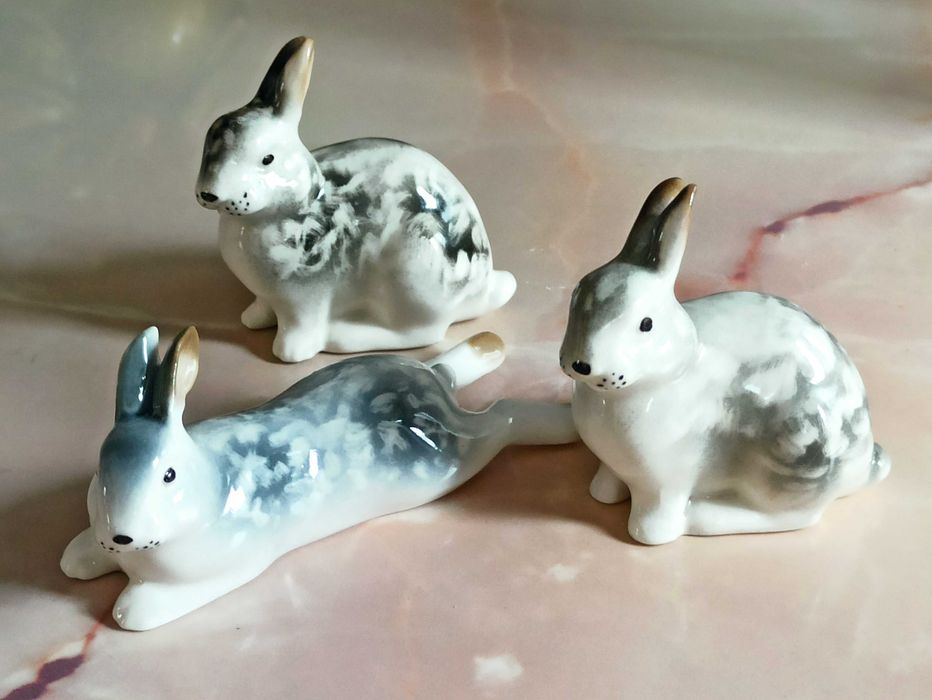 Фарфоровая статуэтка заяц ЛФЗ кролик.