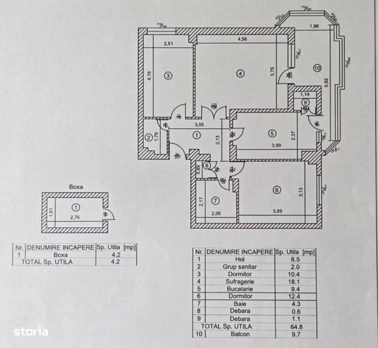 Apartament 3 camere decomandat, 64.80 mp, zona Republicii