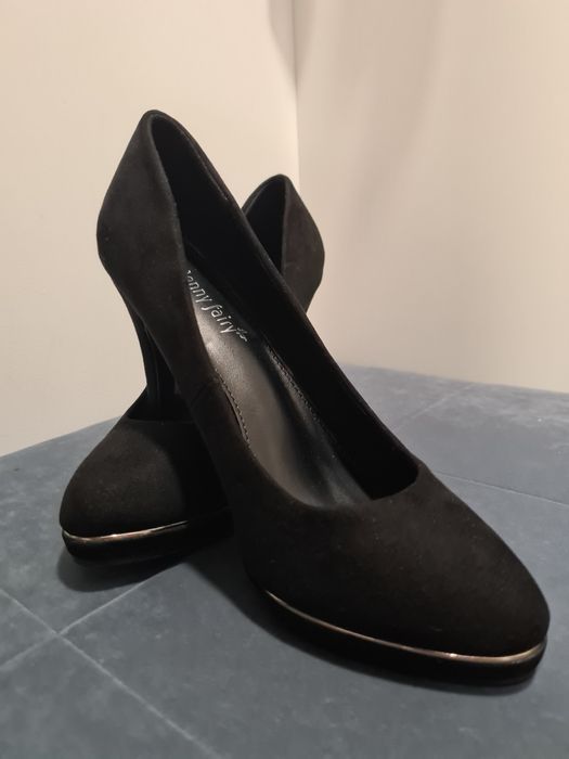 Pantofi cu toc subtire Jenny Fairy marime 39 aspect catifea
