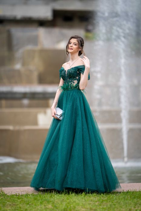 Луксозна бална зелена рокля/рокля за кума