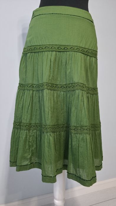 Fustă Maxi H&M Verde – 100% Bumbac, Stil Boho, Mărimea 36