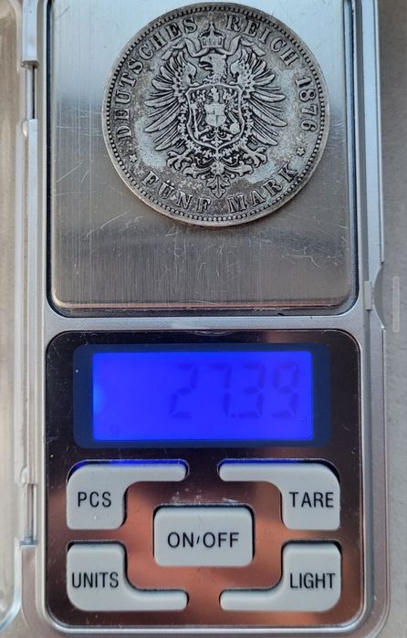 Moneda veche argint 5 Mark 1876 B