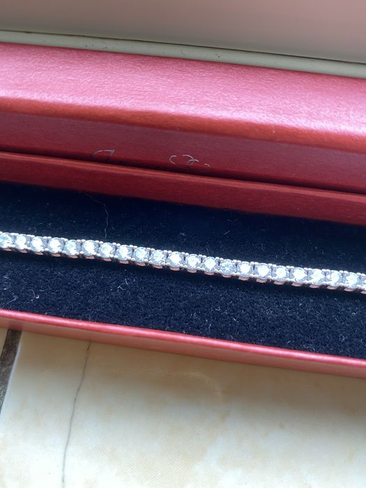 Bratara tennis unisex aur alb 14 k noua