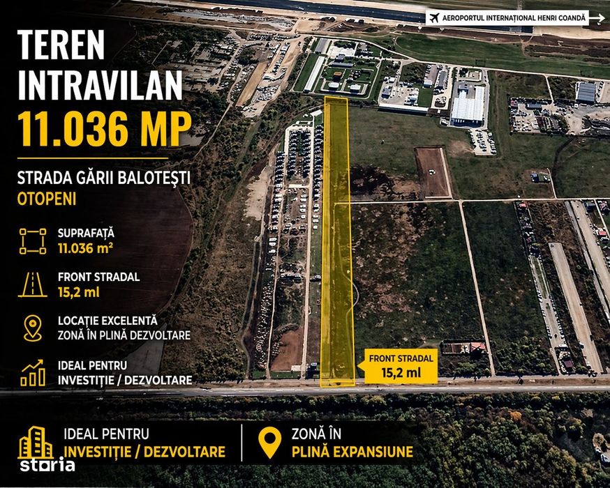 OTOPENI - Teren intravilan - 11,036 mp  - front 15,2 ml