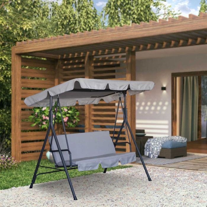 Balansoar Leagan Banca Metal Gri Curte Gradina Terasa 3 Persoane Relaxare Livrare GRATUITA !