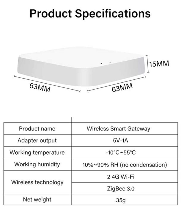 Шлюз умного дома Wi-Fi/Bluetooth/ZigBee для Яндекс, Tuya, SmartLife