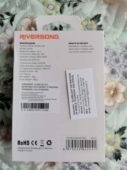 Vand casti wireless Riversong, true wireless stereo earbuds, air mini lite