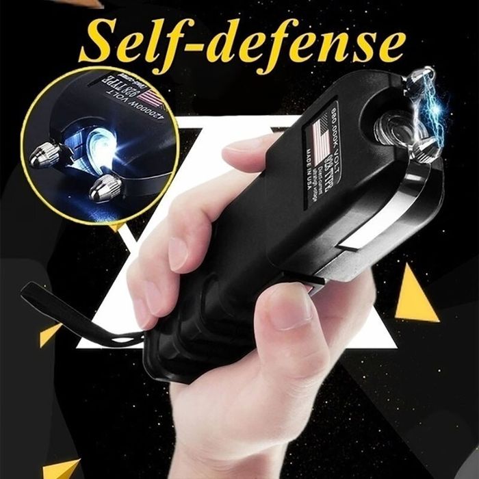 мощен електрошок за самозащита+силен акумулаторен лед фенер кучегон