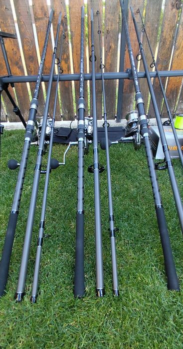 Set 3 Lansete 3,90m,3 Mulinete 10.000 Long Cast,Rod Pod,Senzori