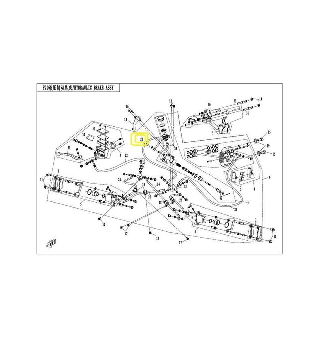 Conducta furtun frana pompa picior repartitor CFMoto CF Moto 500 625