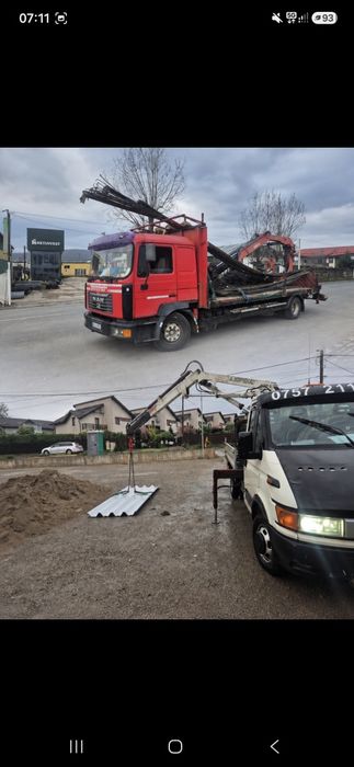 Transport marfă fier 12 m camion cu macara