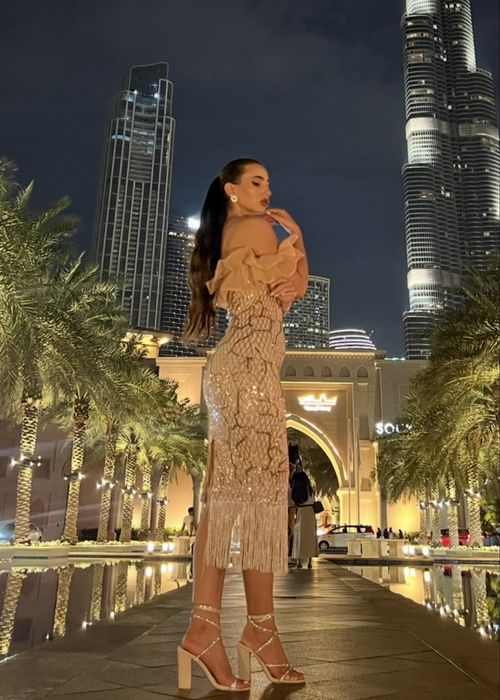 Златисто- бежова официална рокля