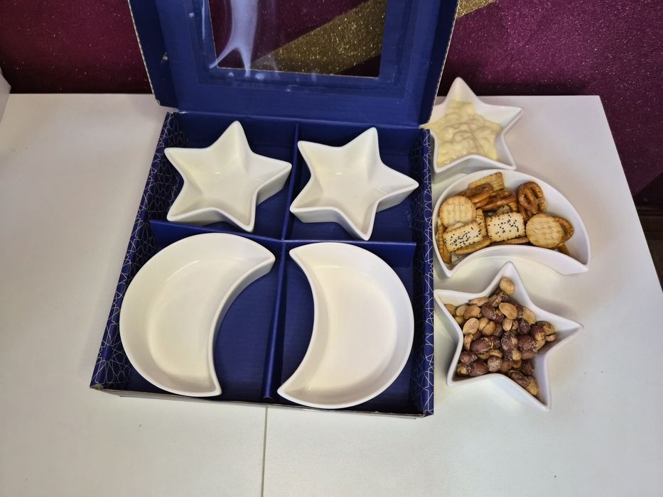 Set 4 Boluri Ceramică gustări / sosuri - Stele și Semilună (Nou)