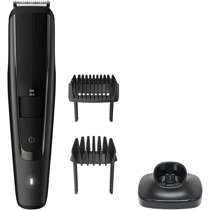 Aparat de tuns barba PHILIPS BT5515/20, Lame din otel inoxidabil 0.4-20mm, utilizare cu si fara fir, 90 min, 2 piepteni, suport de incarcare, Negru