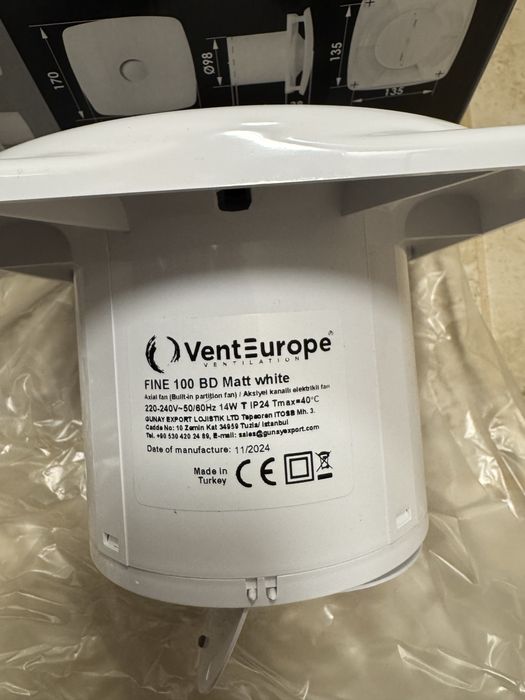 Ventilator baie uc10 hygro timer CATA 100mm  CULOARE NEGRU/NOu SIGILAT