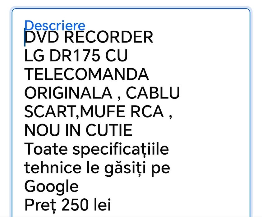 Dvd recorder LG nou