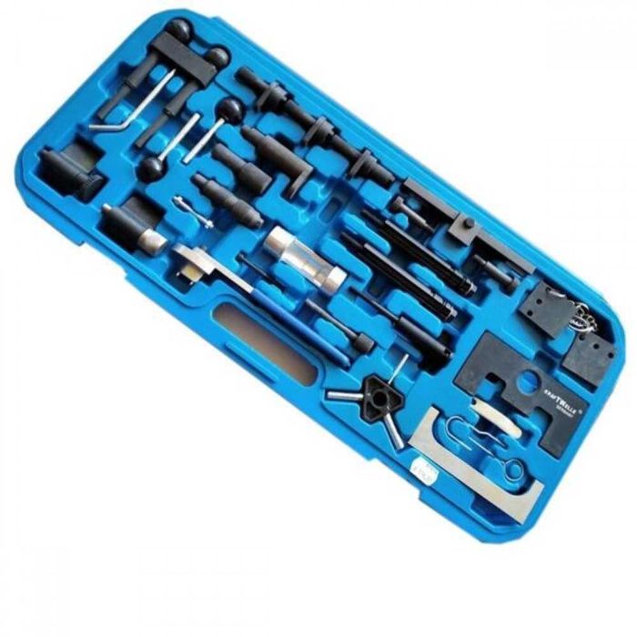 Инструменти за зацепване на двигатели KraftWelle 34 части в куфар