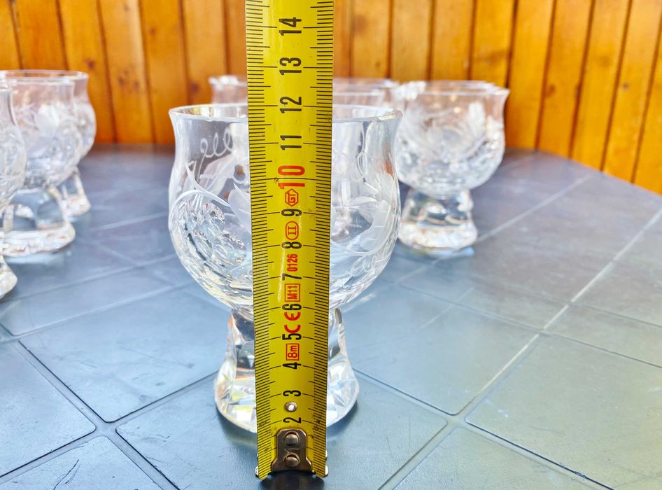 Нов Масивен Голям Кристален съд и Комплект Кристални чаши за Боле/Пунш