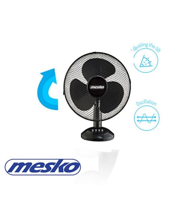 Ventilator de masa, Mesko, 3 trepte, 45 W, 40 cm, Negru