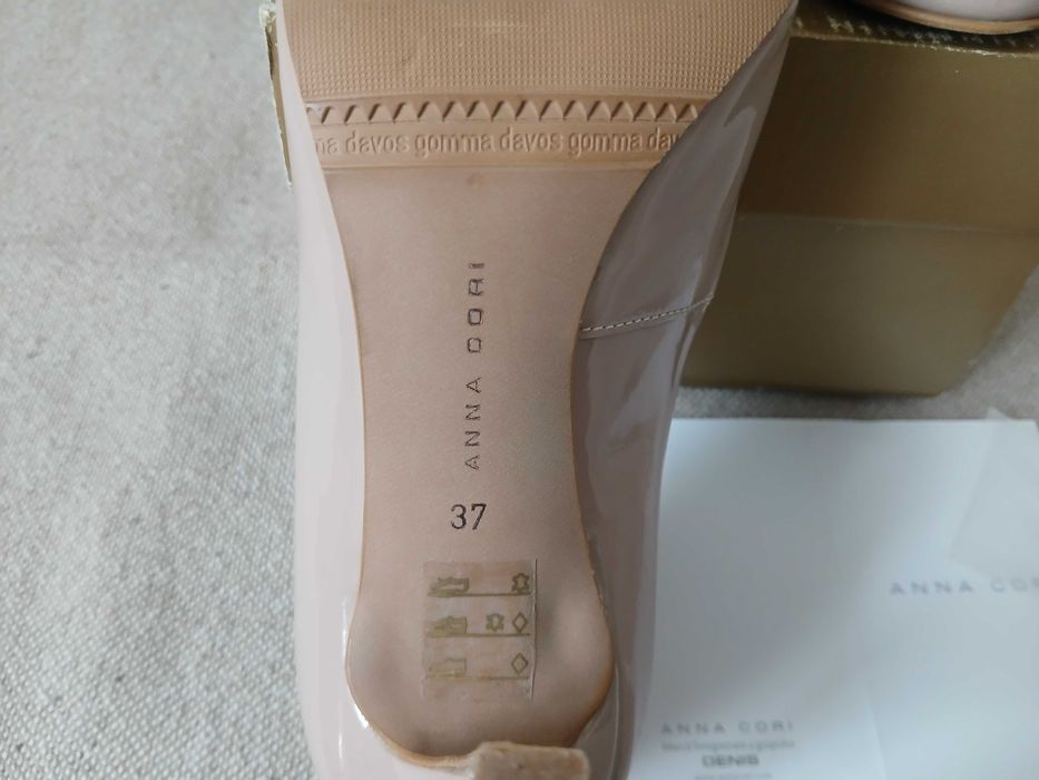 Pantofi piele naturală lac nude Anna Cori