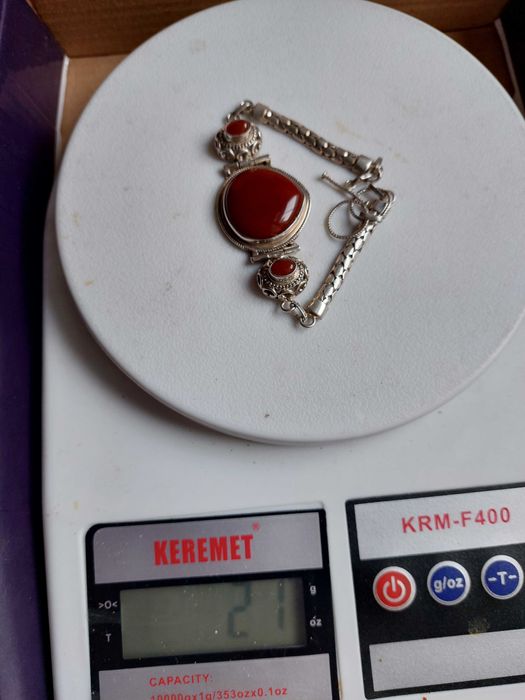 Браслет серебро 925. Камень сердолик