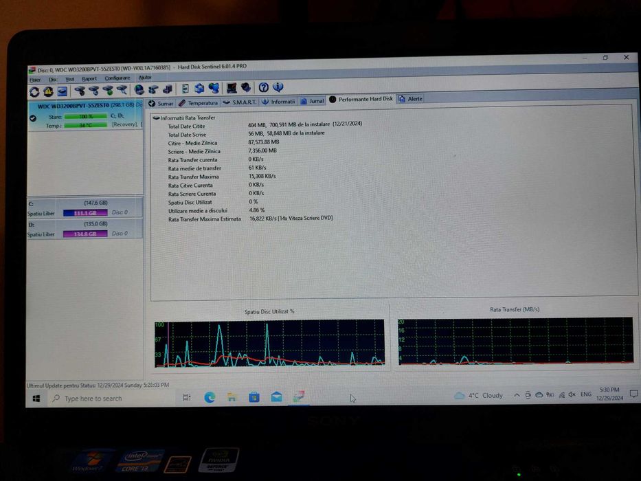 HDD Laptop 320 GB WD 2.5’ - Western Digital stare f buna din SonyVaio